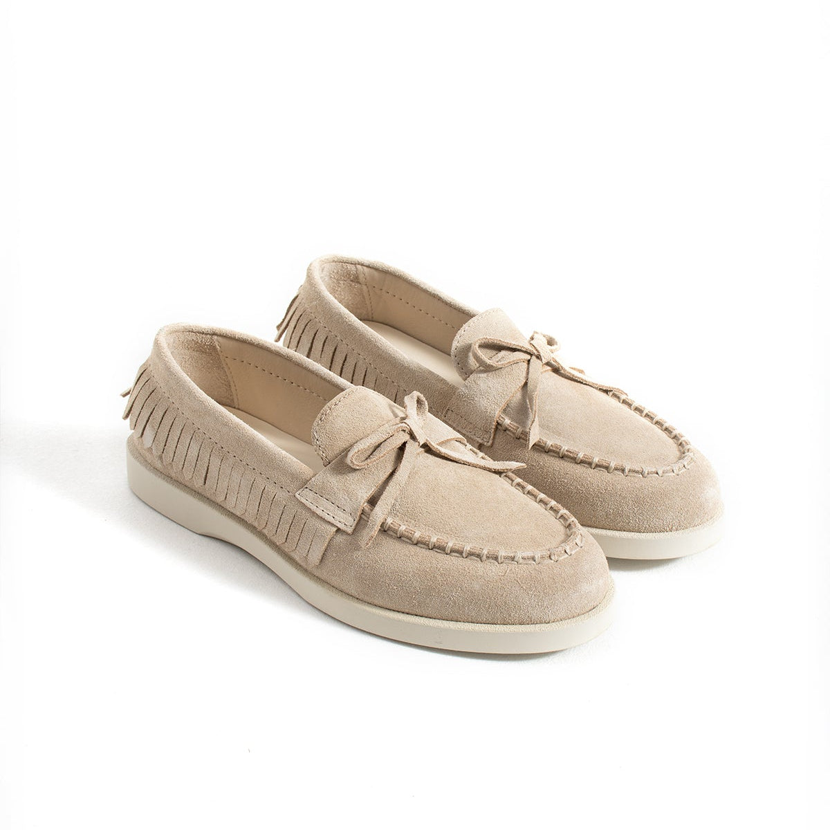 Kadın Süet Fiyonklu Püsküllü Casual Loafer Ayakkabı