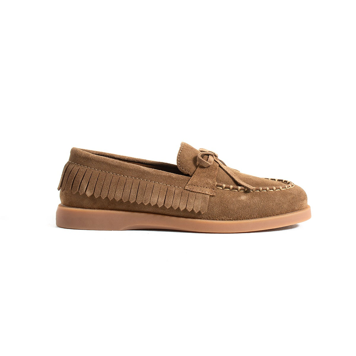 Kadın Süet Fiyonklu Püsküllü Casual Loafer Ayakkabı