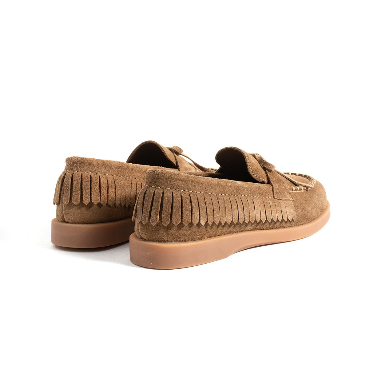 Kadın Süet Fiyonklu Püsküllü Casual Loafer Ayakkabı