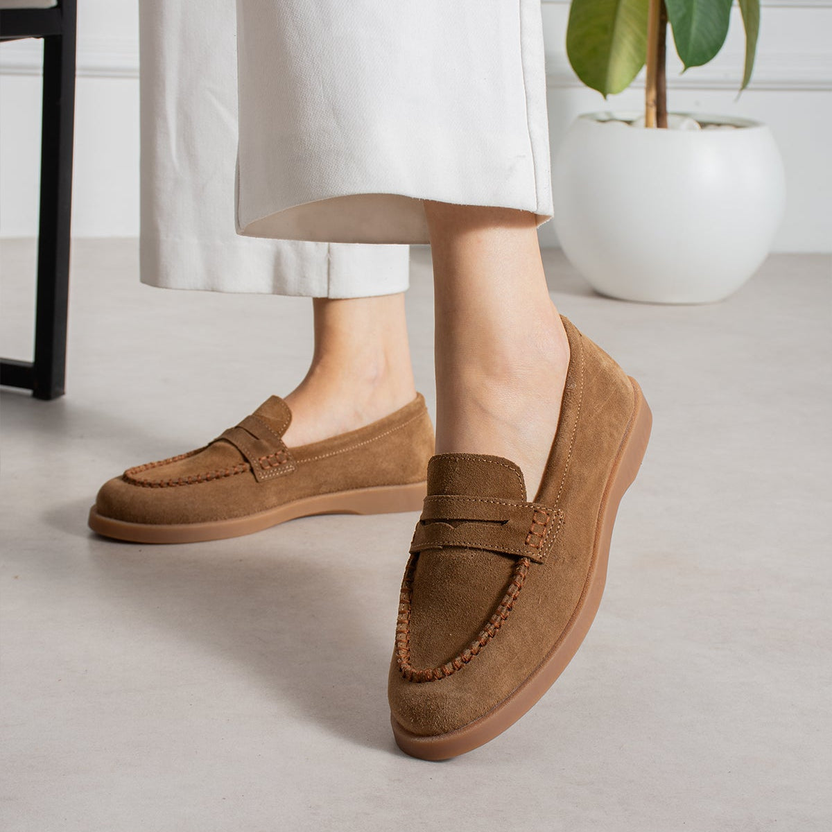 Kadın Süet Klasik Casual Loafer Ayakkabı