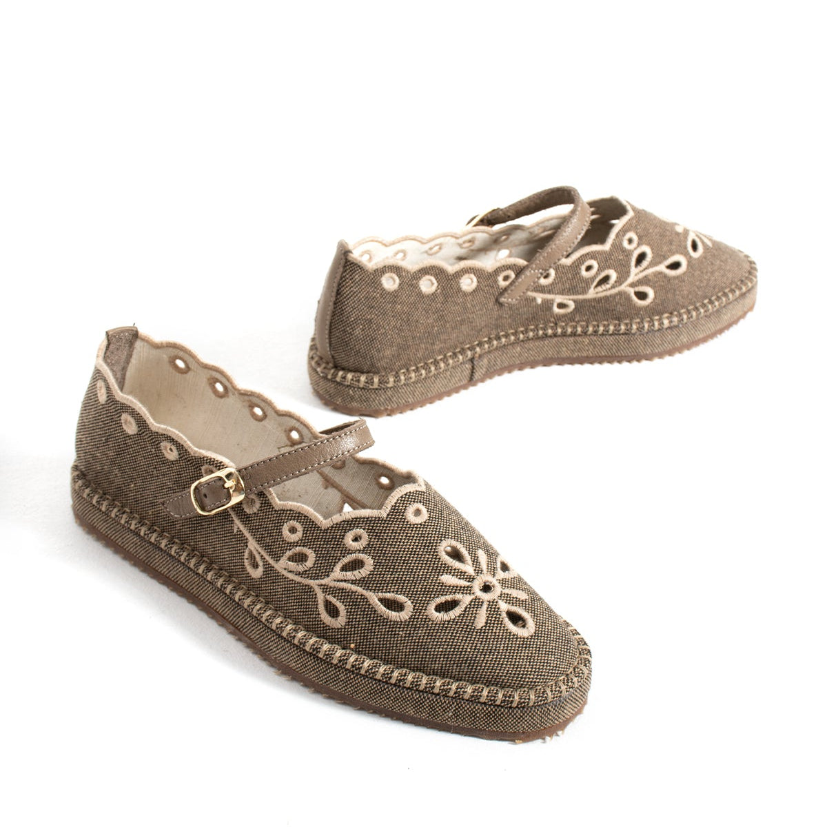 Kadın Vizon İşlemeli Tokalı Casual Kadın Espadril