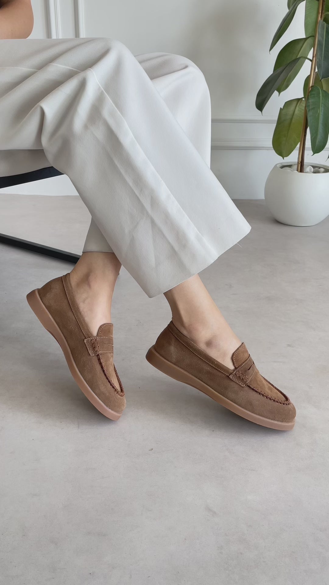 Kadın Süet Fiyonklu Püsküllü Casual Loafer Ayakkabı